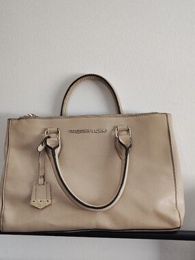 Christian Siriano Taupe-Beige Satchel Tote With Straps